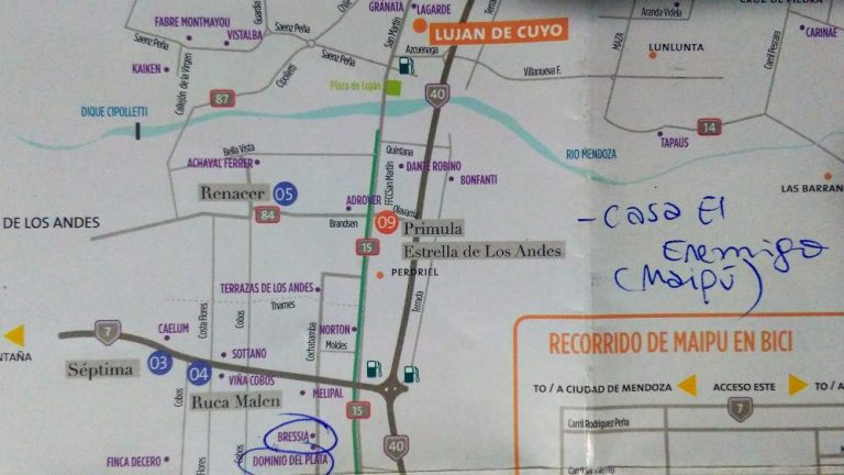 Mapa de Luján de Cuyo com dicas da Lucía